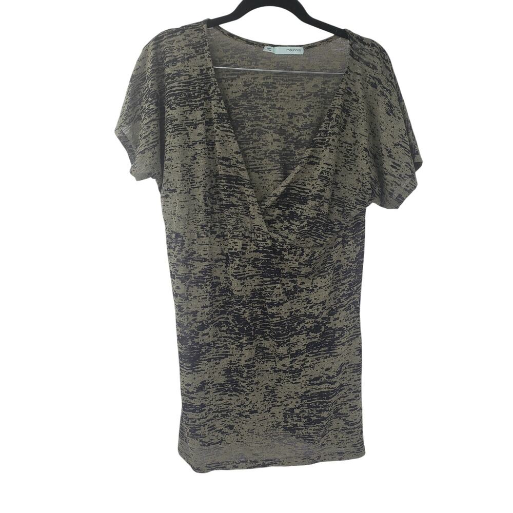 MAURICES Green Lightweight V-Neck Top Womens Size Large L